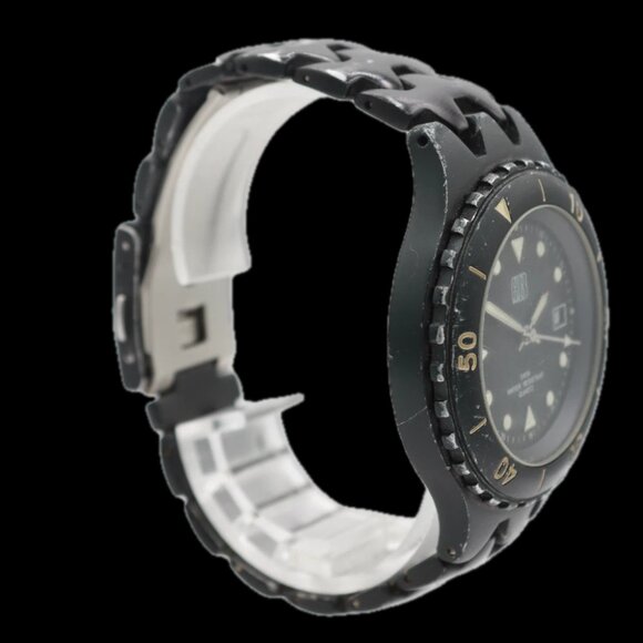 Vintage AB Green Waffle Diver Men's Quartz Wristwatch Aluminium & Chrome - Picture 2 of 5